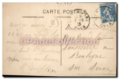 Vierzon — Odpływ Yèvre — Stara pocztówka deCollection — Rewers
