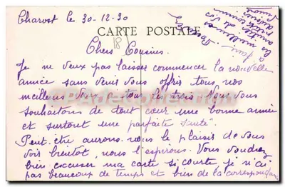 Charost (Cher) — O Castelo, fachada Sul — Carta postal n°18 — Verso