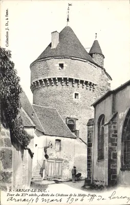 Arnay-le-Duc — Torre do século XV, restos do castelo de la Motte-Forte — Coleção J.D. em Sens