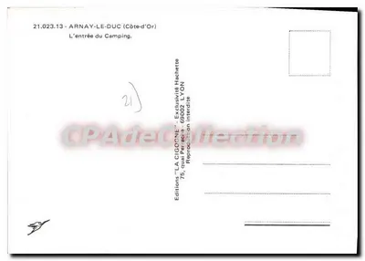 Entrada do camping — Arnay-le-Duc (Côte-d'Or) — Éditions 'LA CIGOGNE' — Verso