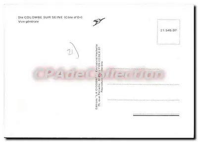 Colombe-sur-Seine — Visão geral — Edições 'LA CIGOGNE' n°21.545.07 — Verso