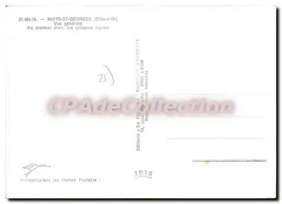 Nuits-Saint-Georges — Vista geral, vinhedos em primeiro plano — Éditions La Gironde, n° 21.464.18 — Verso