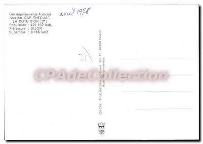 Côte-d'Or — ilustrowana karta turystyczna — wydana przez CAP-THÉOJAC — Rewers
