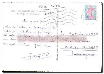 A Praia de Trestraou — vista panorâmica — Edições d'Art Jean Stoll, n°4996 — Verso