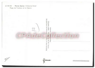 Praia de Trestaou e o Casino — Perros-Guirec (Côtes-du-Nord) — Éditions de La Cigogne — Verso