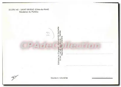 Saint-Brieuc — Residencia del Plateau — Ediciones La Cigogne — Reverso