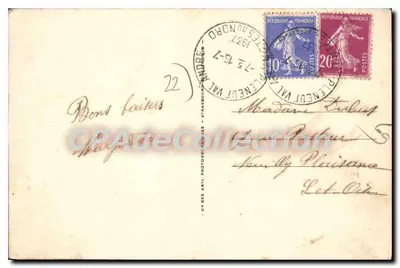 Val André — A praia — Bilhete postal antigo n°129 — Verso