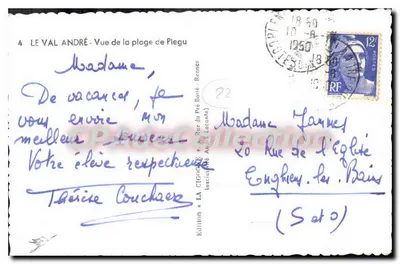 Le Val André — Vista da praia de Piegu — Edição La Cigogne — Verso