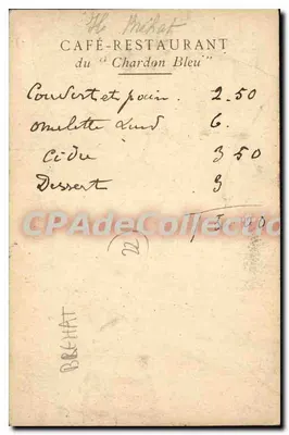 Binnenkant van het Café-Restaurant "Chardon Bleu" — Le Brechat — uitgever niet zichtbaar — Achterkant