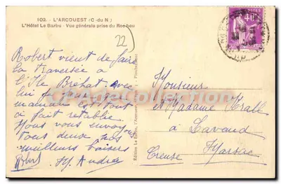 L'Arcouest (C.-du N.) — Hotel Le Barbu — Ogólny widok z Roc-hou — Wydawnictwo Brud, n°102 — Rewers