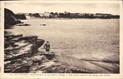 Le Pouldu — Os Rochos e no fundo a Praia — The rocks and on the back, the Beach