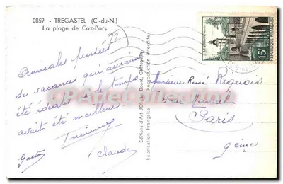 A praia de Coz-Pors — Tregastel (C.-du-N.) — Éditions d'Art Jos, n° 0859 — Verso