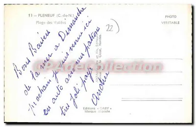 Praia das Vallées — Pleneuf (C.-du-N.) — Edições Gaby — Verso