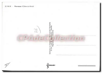 Penvenenan — vista da praia, igreja e porto — Edições La Cigogne, Nantes — Verso