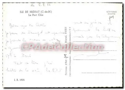 Ilha de Bréhat (C.-de-N.) — O Porto Clos — Edições de Arte Martel, Paris — Verso