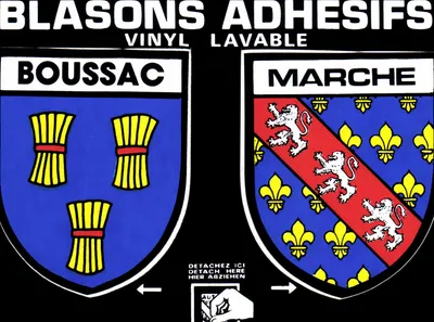 Blason de Boussac e Marche — Adesivos de vinil laváveis — Éditions CAP THEOJAC