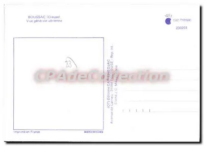 Boussac (Creuse) — Vista geral aérea — (OT) Edições de Larriey - Rep. int. — Verso