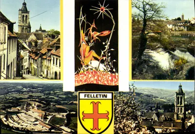 Felletin — vista panorâmica e brasão — editor Mexichrome