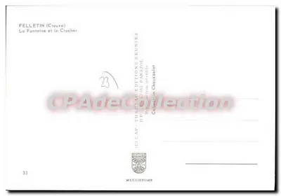 Felletin (Creuse) — A Fonte e a Torre da Igreja — Edições Panazol — Verso