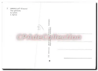 Janaillat — Vista geral, a praça, a igreja — Edições Théolac — Verso