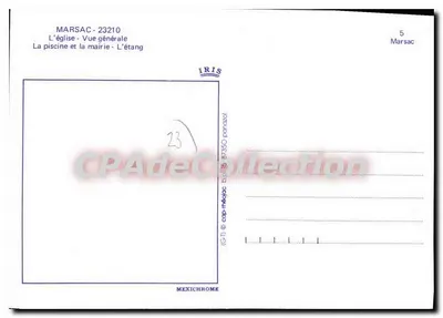 Marsac — Vista geral — igreja, piscina, prefeitura, lago — IRIS — Verso