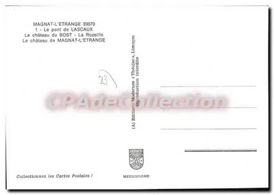 MAGNAT-L'ETRANGE — widok zamku, mostu i strumienia — Wydawnictwo Modernes « ThéoJac », Limoges, nr 23 — Rewers
