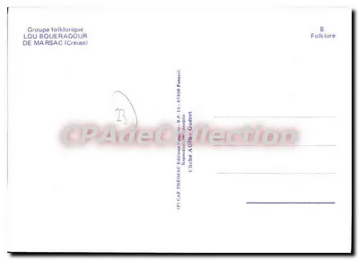 Grupo folclórico Lou Boueradour de Marsac — Creuse — editor CAP THEDMAC — Verso