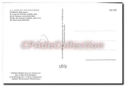 Folklore Marchois — La Creuse — Edições IRIS, n°23/129 — Verso