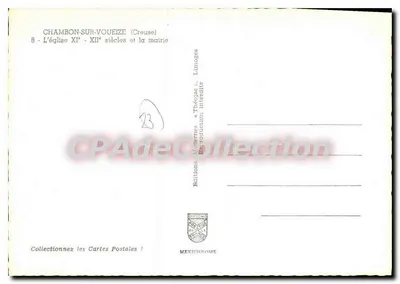Chambon-sur-Voueize — A igreja séculos XI-XII e a prefeitura — Éditions Théojac, Limoges — Verso