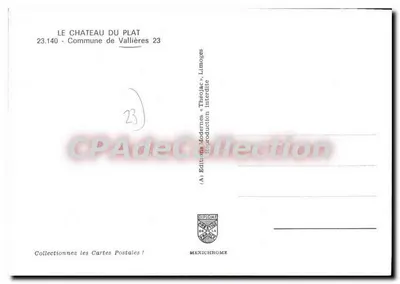 Castelo do Plat — Vallières, Limoges — Éditions Modernes Théolat — Verso