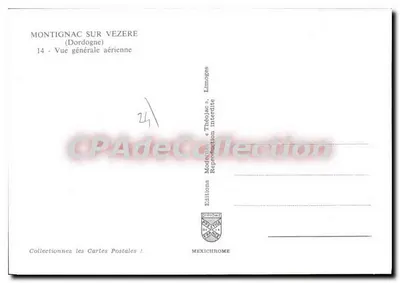 Montignac-sur-Vézère — Vista geral aérea — Edições Méxichrome, Limoges — Verso