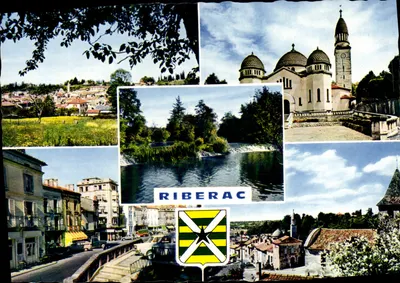Riberac — vista geral com igreja, cascata e cidade — editor Mexichrome, n°16