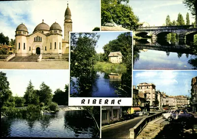 Riberac — Igreja, ponte sobre a Dronne, moinho de Rodessol, praça nacional — CAP-THEOMAC Éditions Rémus, B.P. 15, 87350 Riberac