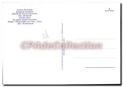 Étang de Radelou — Centro de lazer — Éditions THEOAC — Verso