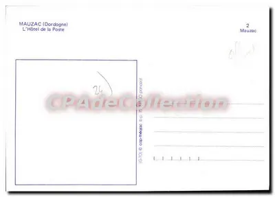 Mauzac (Dordogne) — O Hotel de la Poste — editor CPAAdeCollection — Verso