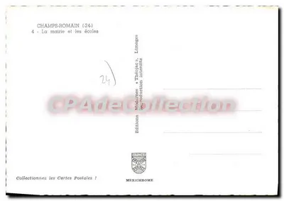 Champs-Romain (24) — A prefeitura e as escolas — Éditions Diplomchrome, Limoges — Verso