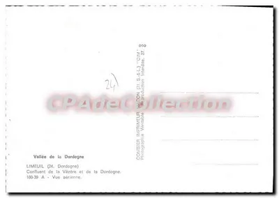 Limeuil (24) — Conflito da Vézère e da Dordogne — Vista aérea — Combier Impressor — Verso