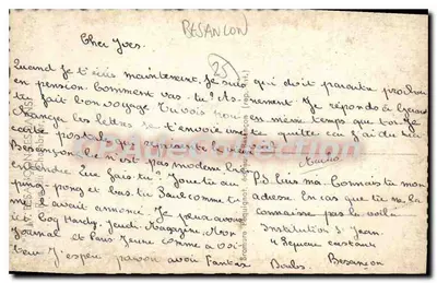 Vista de ruas de pedra em Besançon — Bilhete postal antigo de Coleção — Verso