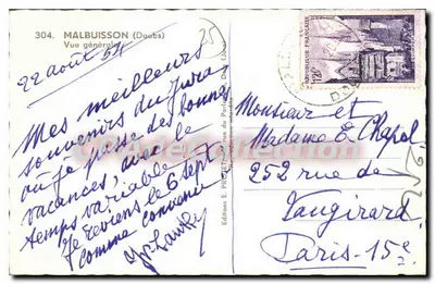 Malbuisson (Doubs) — Vista geral — Edições E. Projet — Verso