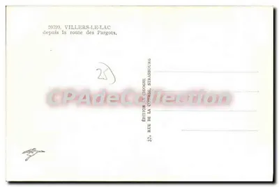 Villers-le-Lac — da via dei Pargots — Editore La Cigogne, Strasburgo — Verso