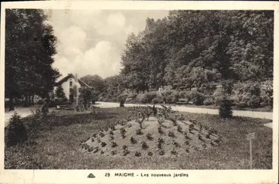 Maiche - Os novos jardins — Bilhete postal antigo n°29 — editor C.H. des Arts