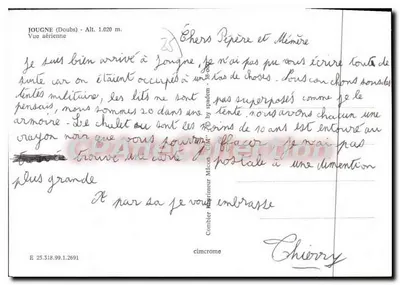 Jougne (Doubs) — Vista aérea — Éditeur Cing, número de série não visível — Verso