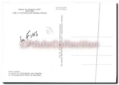 Centrum Wypoczynkowe P.E.P. — Les Fins, blisko Morteau (Doubs) — Elnacap — Rewers