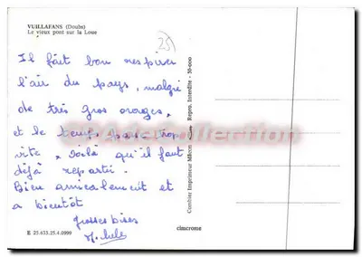 Stary most nad Loue — Vuillafans (Doubs) — Wydawca Combier — Rewers