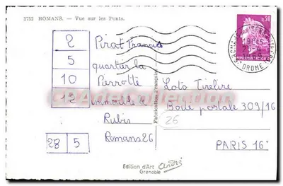 Romans-sur-Isère — Vista dos Pontes — Edition d'Art André, n° 3752 — Verso