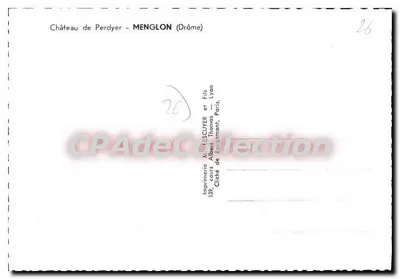 Castelo de Perdyer — Menglon (Drôme) — Impressora M. Lescuyer e Filhos, Lyon — Verso