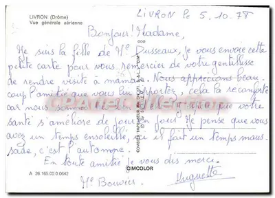Livrón (Drôme) — Algemene luchtfoto — Antieke ansichtkaart de Collection — Achterkant