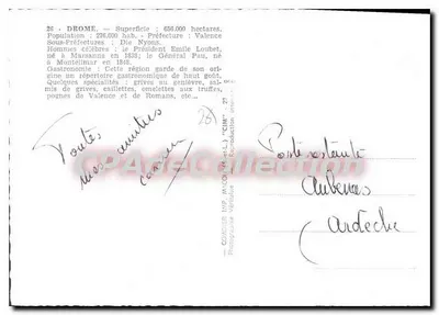 A Drôme — Carta postal turística com vignetas de locais — editor COCHER — Verso