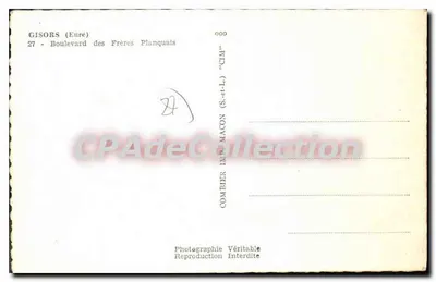 Gisors (Eure) — Boulevard des Frères Planquais — Combiér Imprimeur — Verso