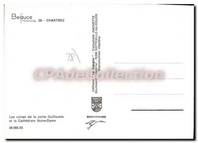 Chartres - Ruínas da porta Guillaume e Catedral Notre-Dame — Edições La Cigogne — Verso